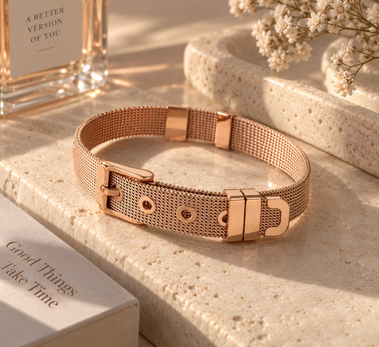 Stainless Steel Slider Bracelet -Rose Gold